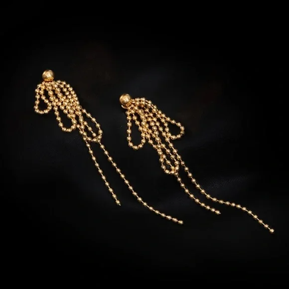 GP Irregular Long Tassel beaded earrings - Picture 4 of 5